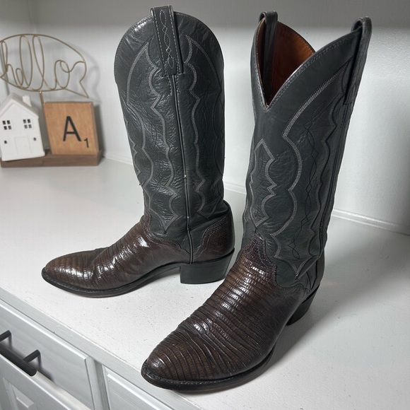 J. Chisholm Shoes - Vintage J. Chisholm Exotic Lizard Cowboy Boots USA Made Men’s 7D, Women's 8.5